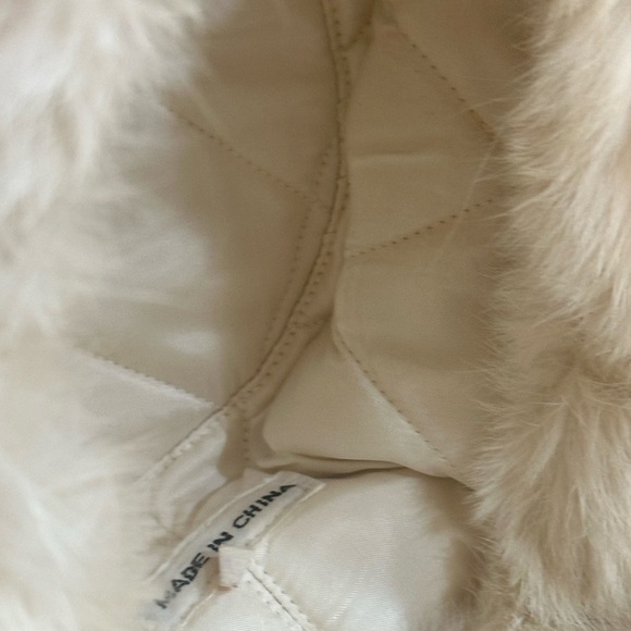 Vintage 80s Snow White Real Rabbit Fur Trooper Hat - Quilted Lining Size Large - Picture 7 of 9